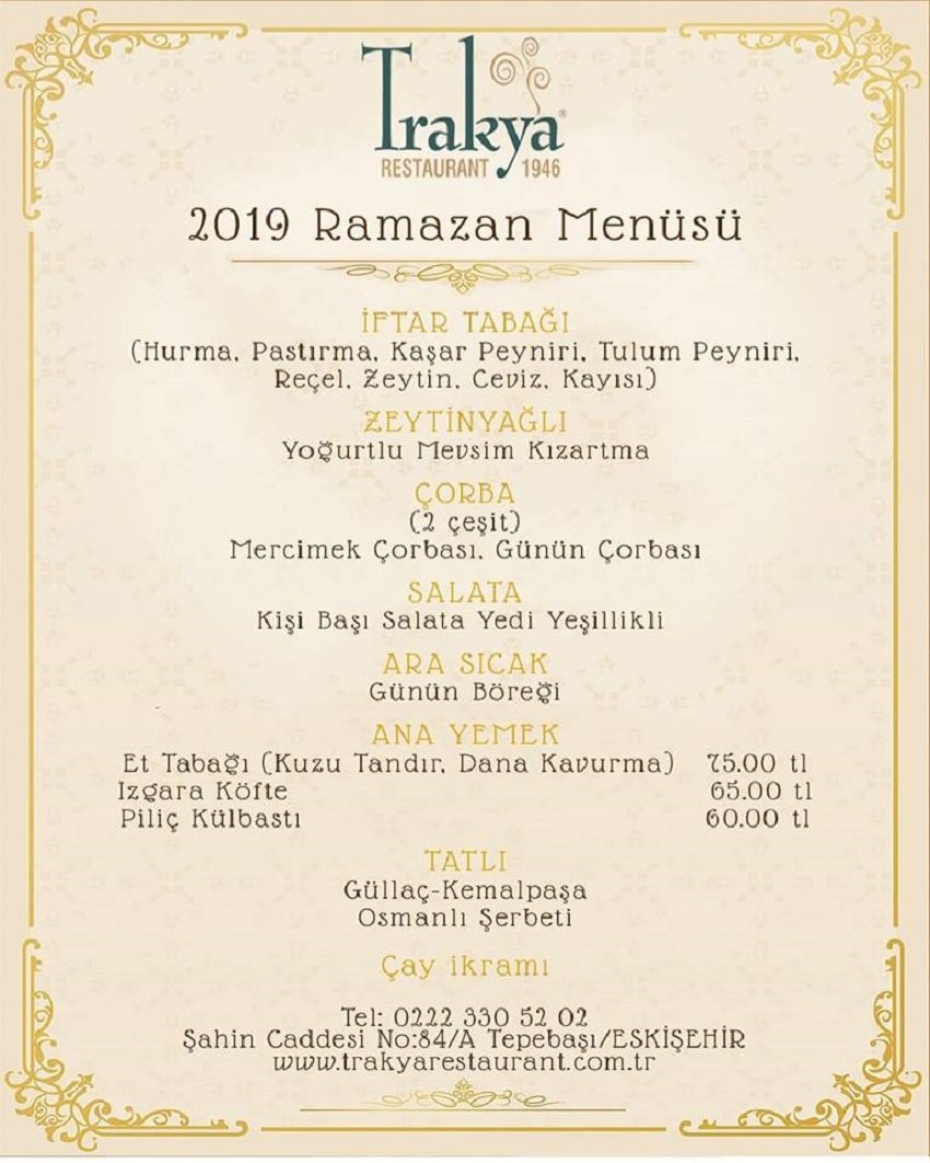 Trakya Restaurant İftar Yemeği 2019